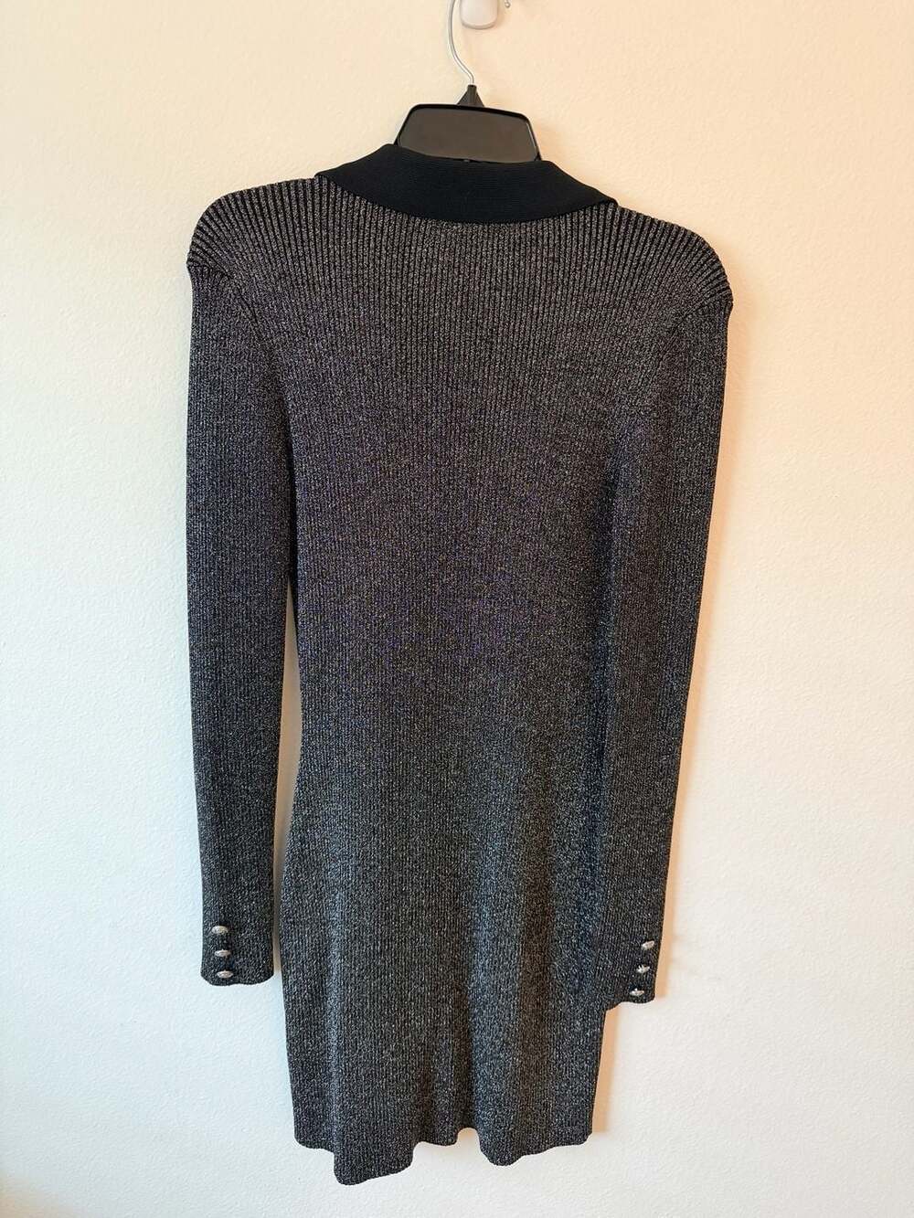 Retrofête Mika Metallic Ribbed Mini Dress Glam Night Out Size M - Picture 7 of 9